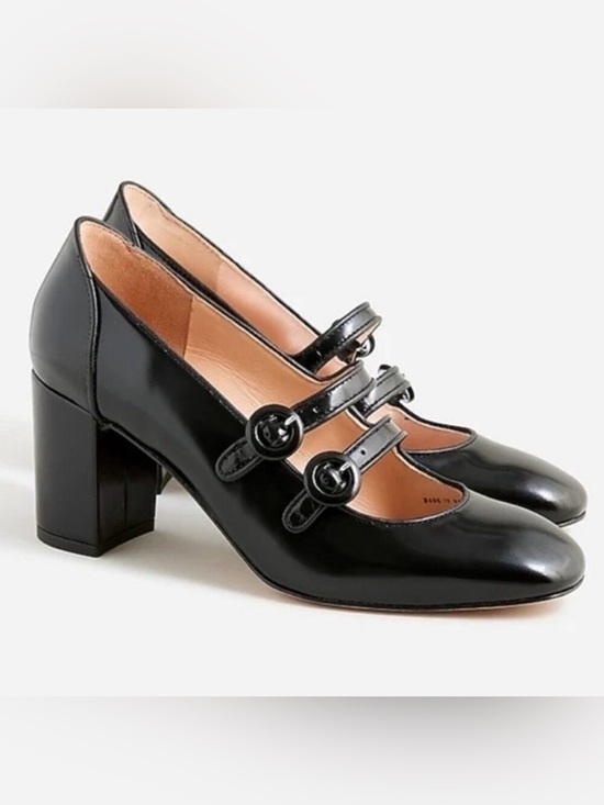 J. Crew Shoes - New J. Crew Maisie Double Strap Heels Italian Leather Black Mary Jane Size 7.5